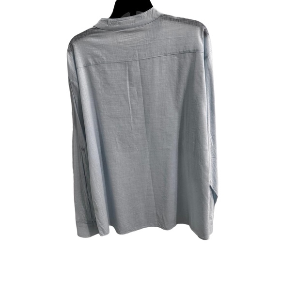 JINIDU Light Blue Loose Fit Henley Collar Rolled Sleeves Casual Shirt XL - Picture 5 of 10